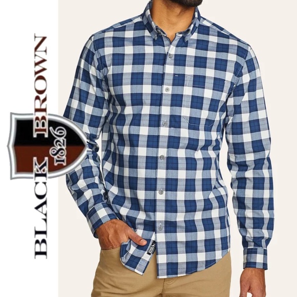 BLACK BROWN 1826 Blue Checkered Shirt | XLarge - Picture 1 of 11